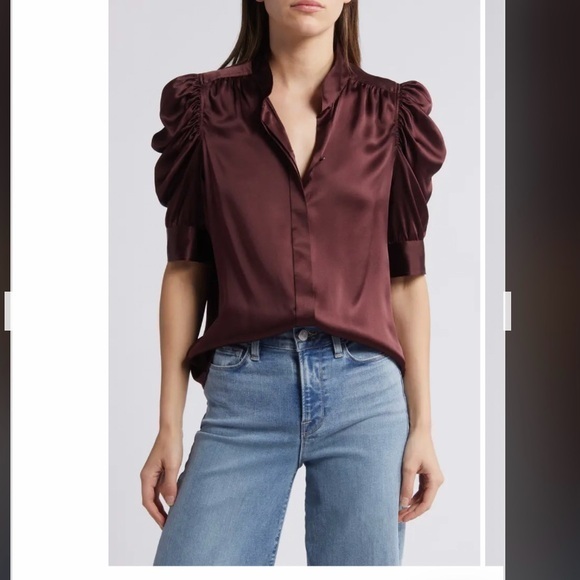 Frame Denim Tops - Frame Gillian Silk Button-Up Shirt in Wine Size XS